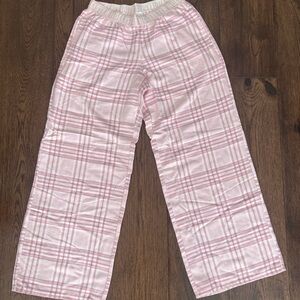 Hollister Pink and White Plaid Pajama Bottoms